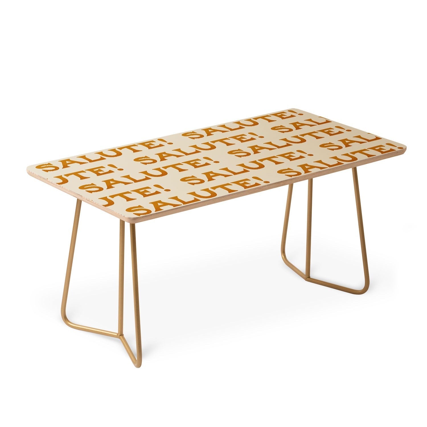 Jessica Molina Salute Gold Pattern on Cream Coffee Table