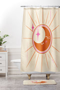 Little Om Celestial Moon cream Shower Curtain And Mat
