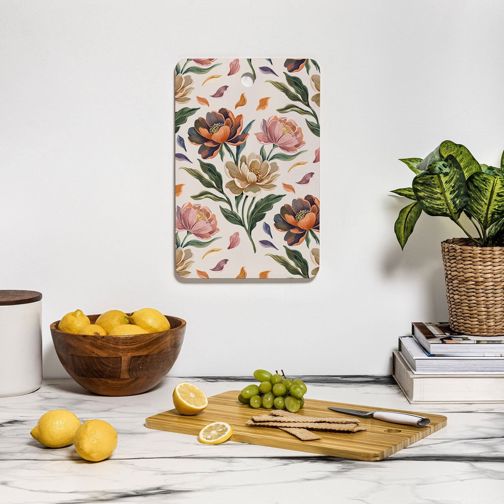 Marta Barragan Camarasa Hand Painted Peony Florals Cutting Board Rectangle