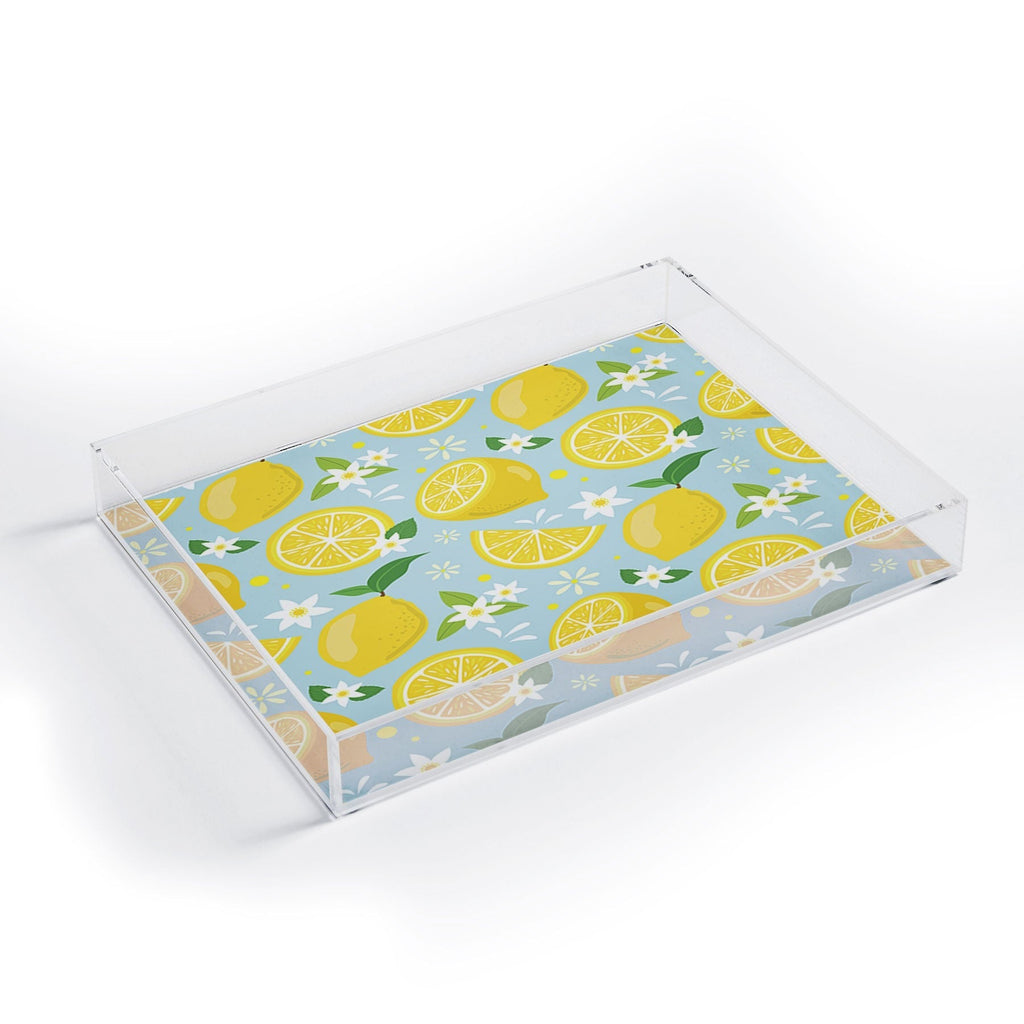 Design by Spark Lemony Fresh Florals Acrylic Tray