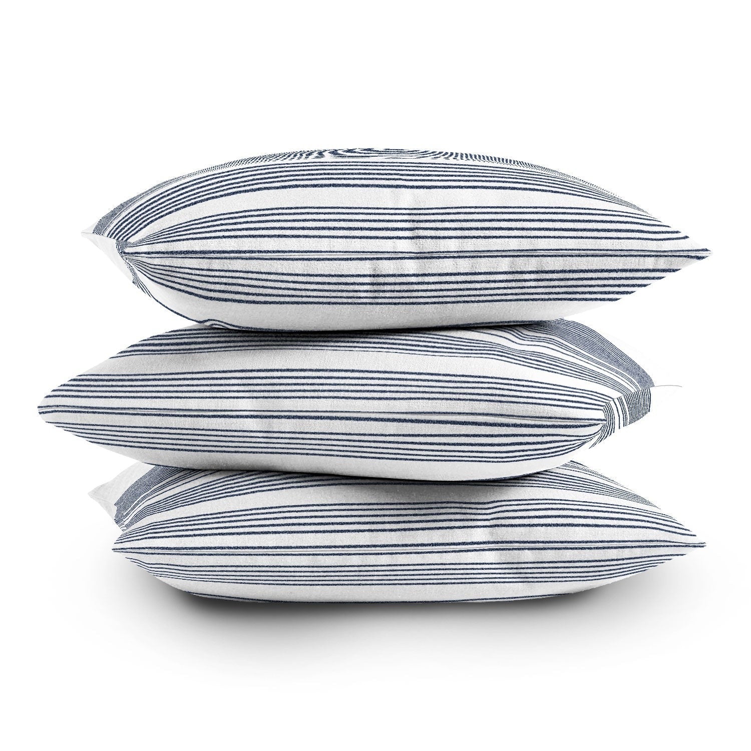 Kierkegaard Design Studio organic stripes naut navy blue and white Outdoor Throw Pillow