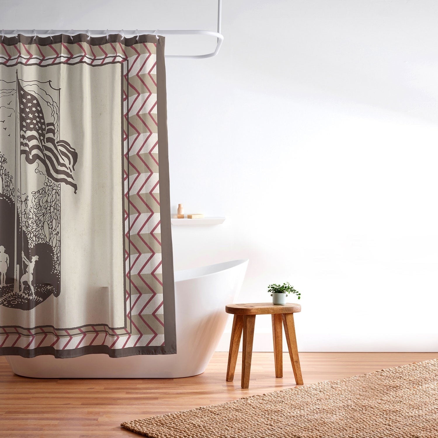 DENY Designs Flag Raisers Striped Square Shower Curtain