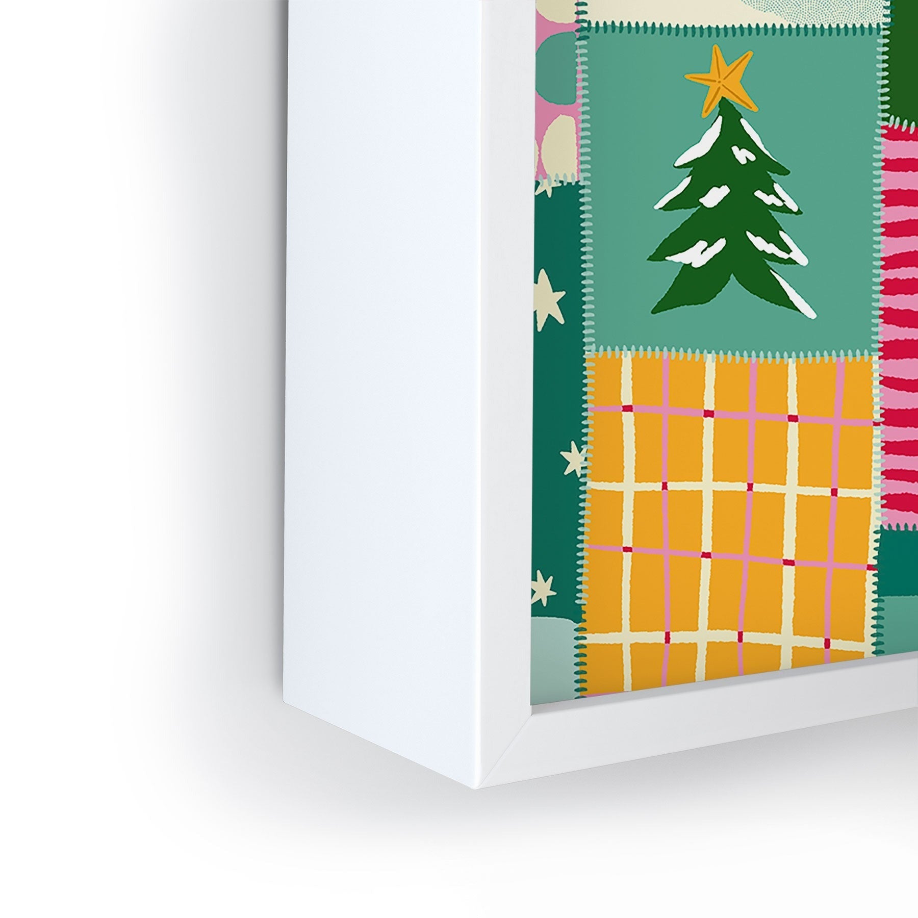 LouBruzzoni Cozy Christmas Patchwork Framed Mini Art Print