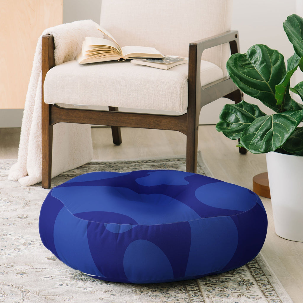 Camilla Foss Blue Pebble Floor Pillow Round