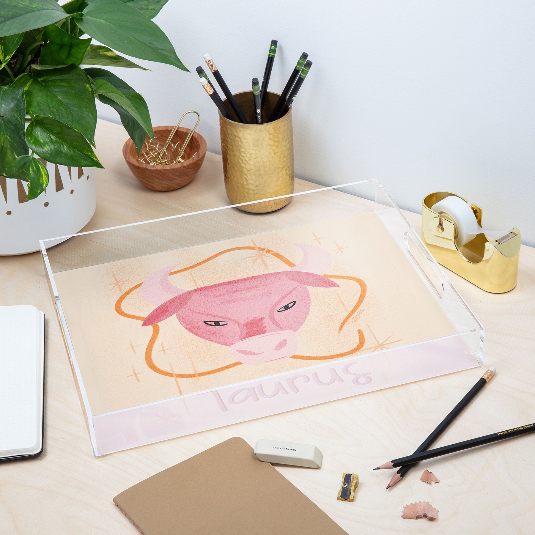Little Om Zodiac Sign Taurus Acrylic Tray