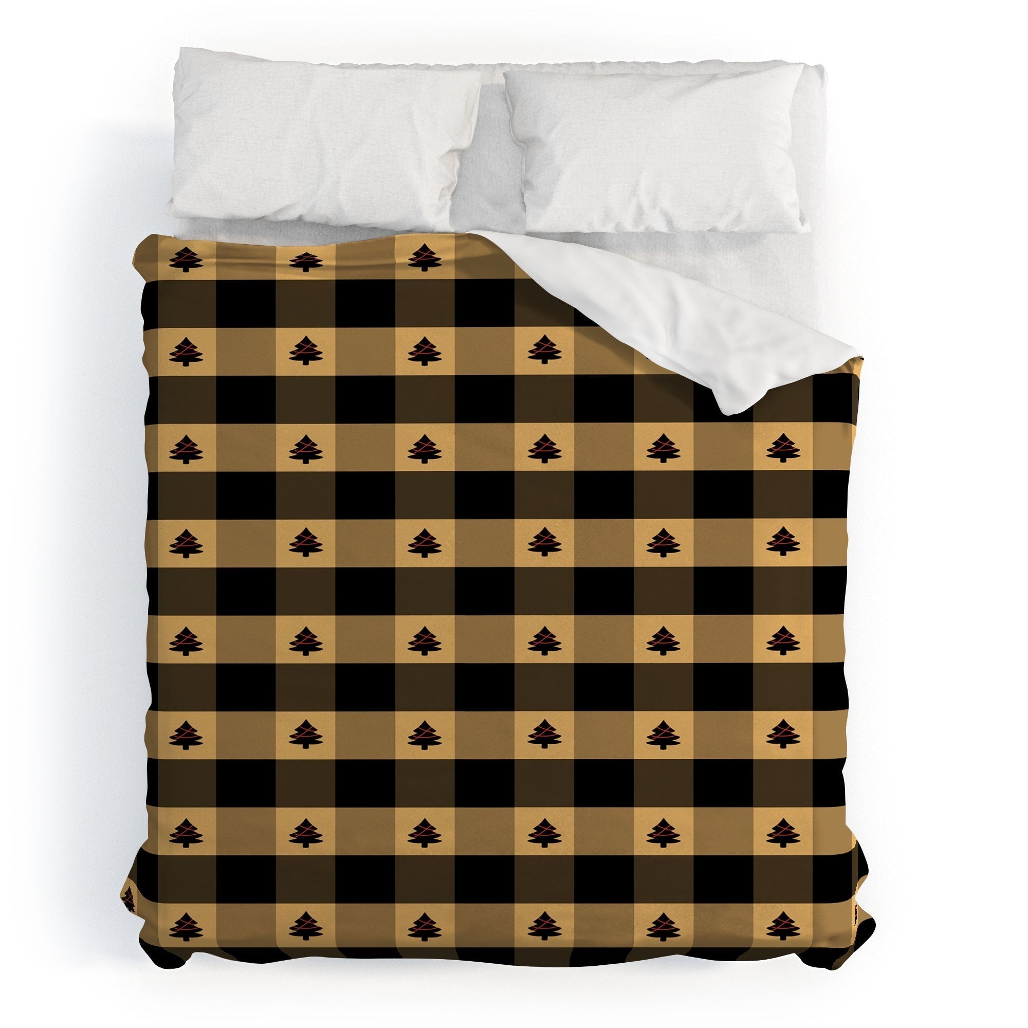 Design by Spark Black Gold Tree Tree Gingham Duvet Cover