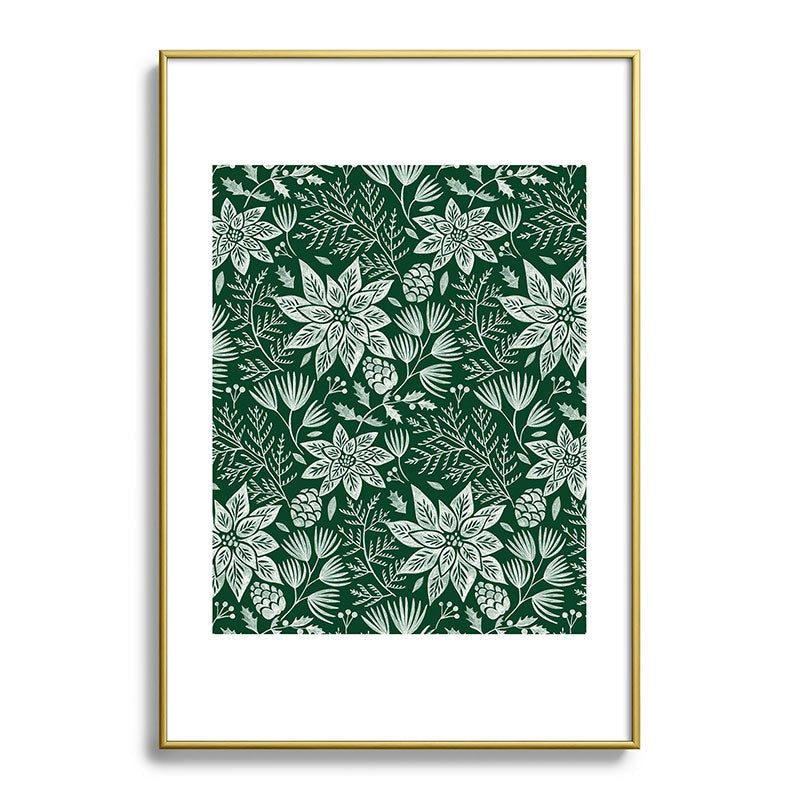 Pimlada Phuapradit Christmas Poinsettia Metal Framed Art Print