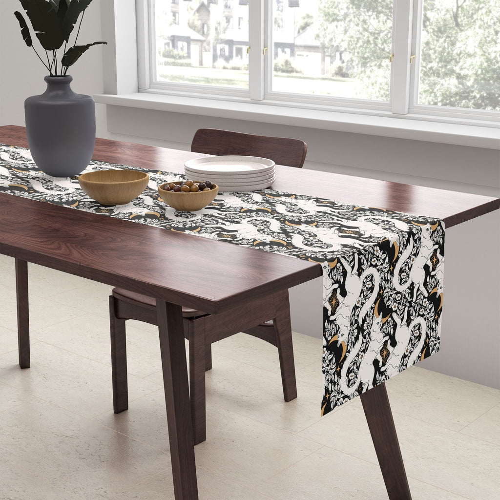 Avenie Celestial Cats Gold Table Runner