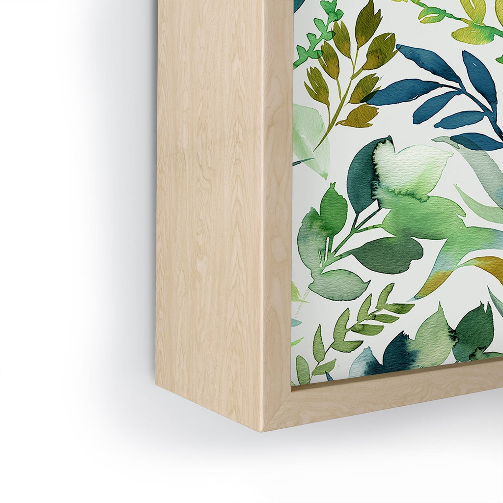 Ninola Design Botanic Retreat Loose Botanical Leaves Watercolor Green Framed Mini Art Print
