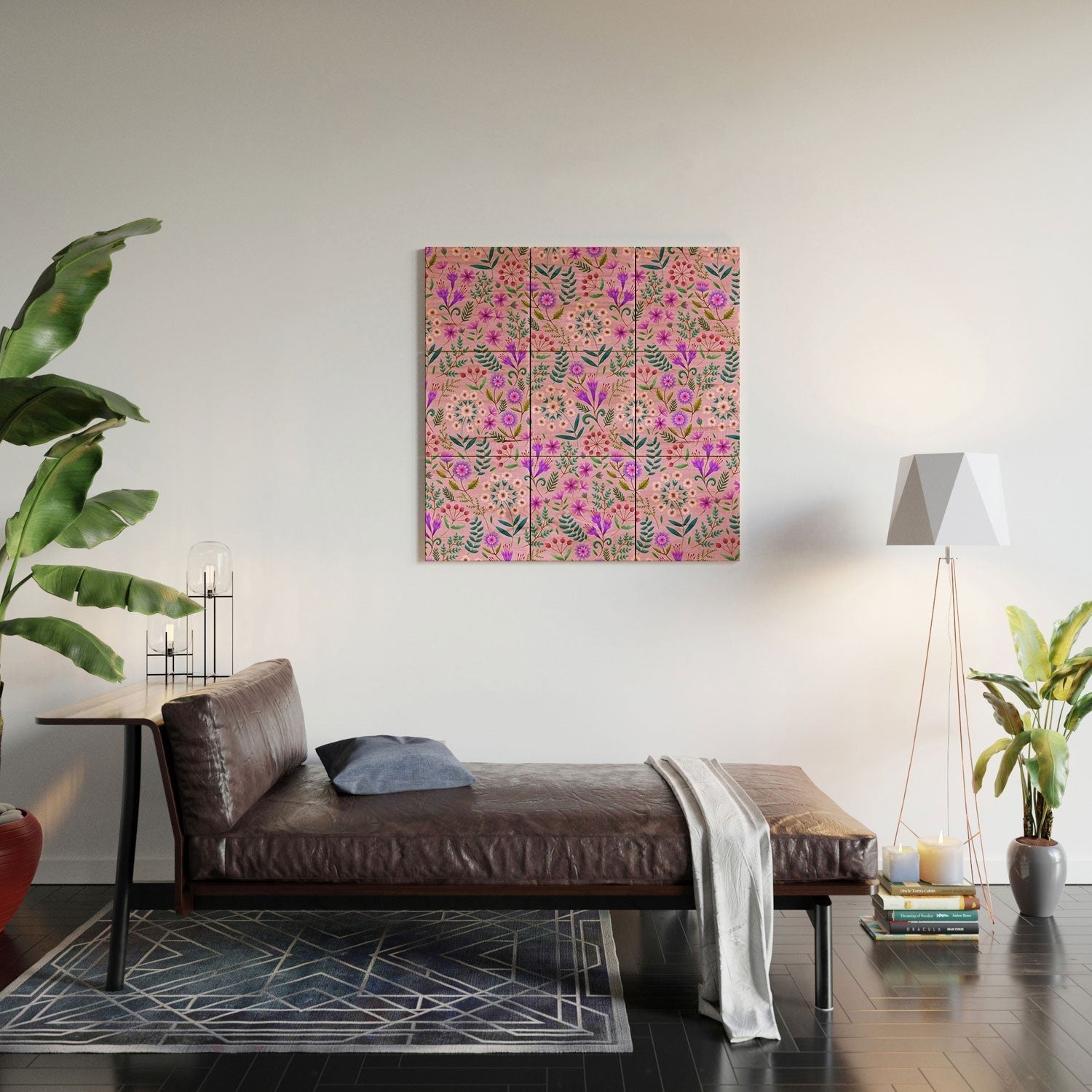 Pimlada Phuapradit Ditsy Purple Floral Half Drop Wood Wall Mural