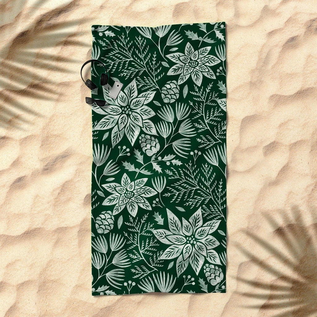 Pimlada Phuapradit Christmas Poinsettia Beach Towel