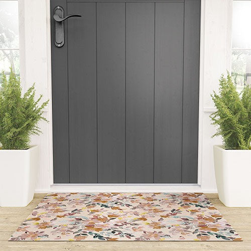 Ninola Design Botanic Retreat Floral Oleander Whimsical Soft Pink Welcome Mat