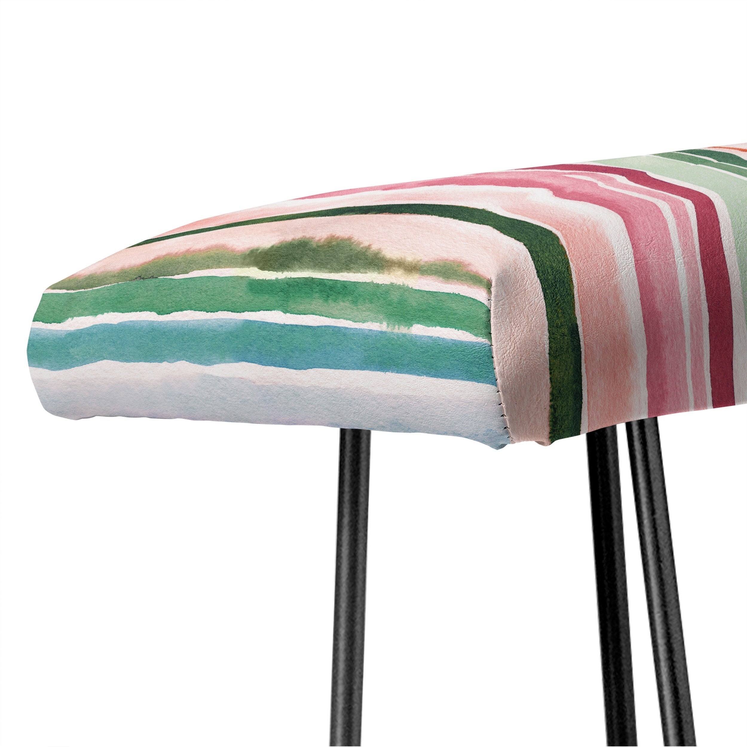 Ninola Design Botanic Retreat Watercolor Stripes Green Orange Red Bench