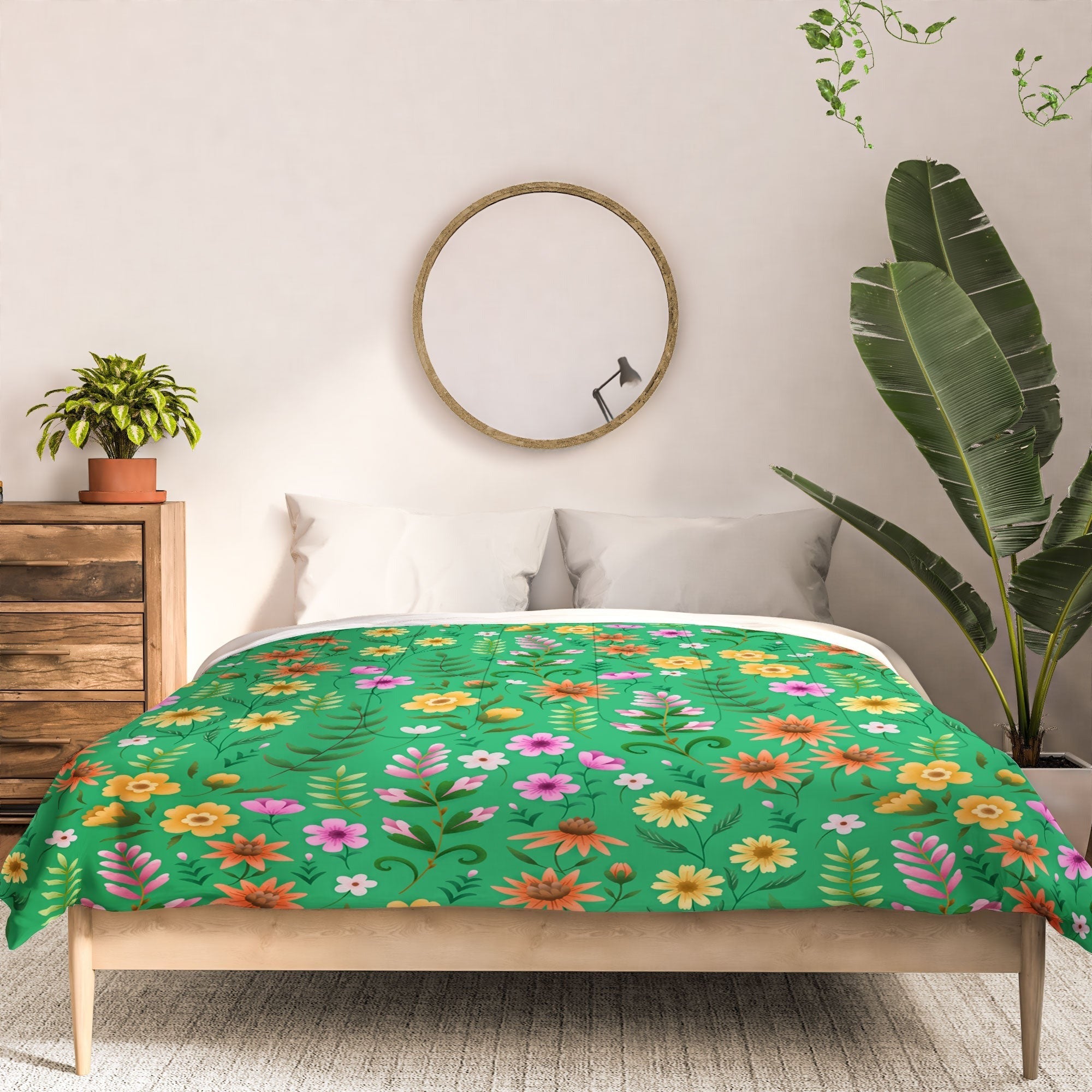 Pimlada Phuapradit Ditsy Spring Floral Green Comforter