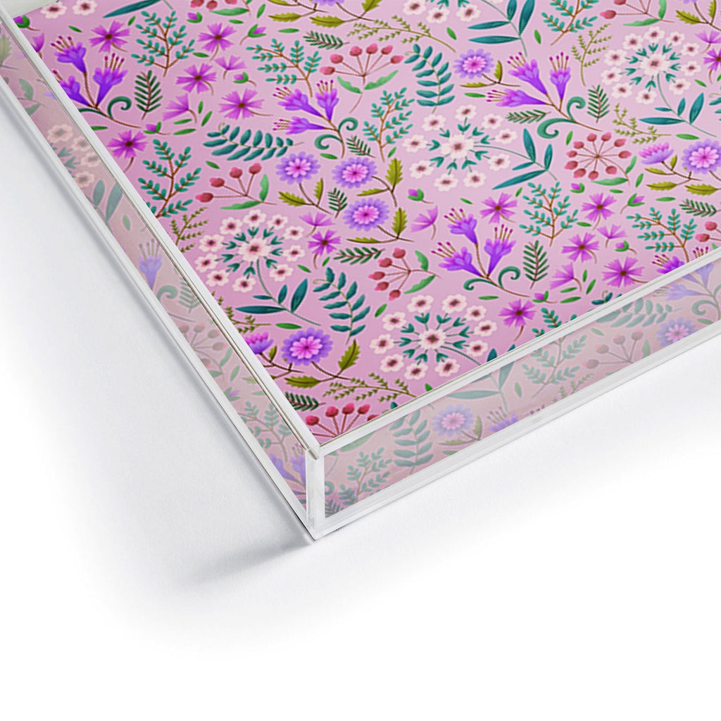 Pimlada Phuapradit Ditsy Purple Floral Half Drop Acrylic Tray