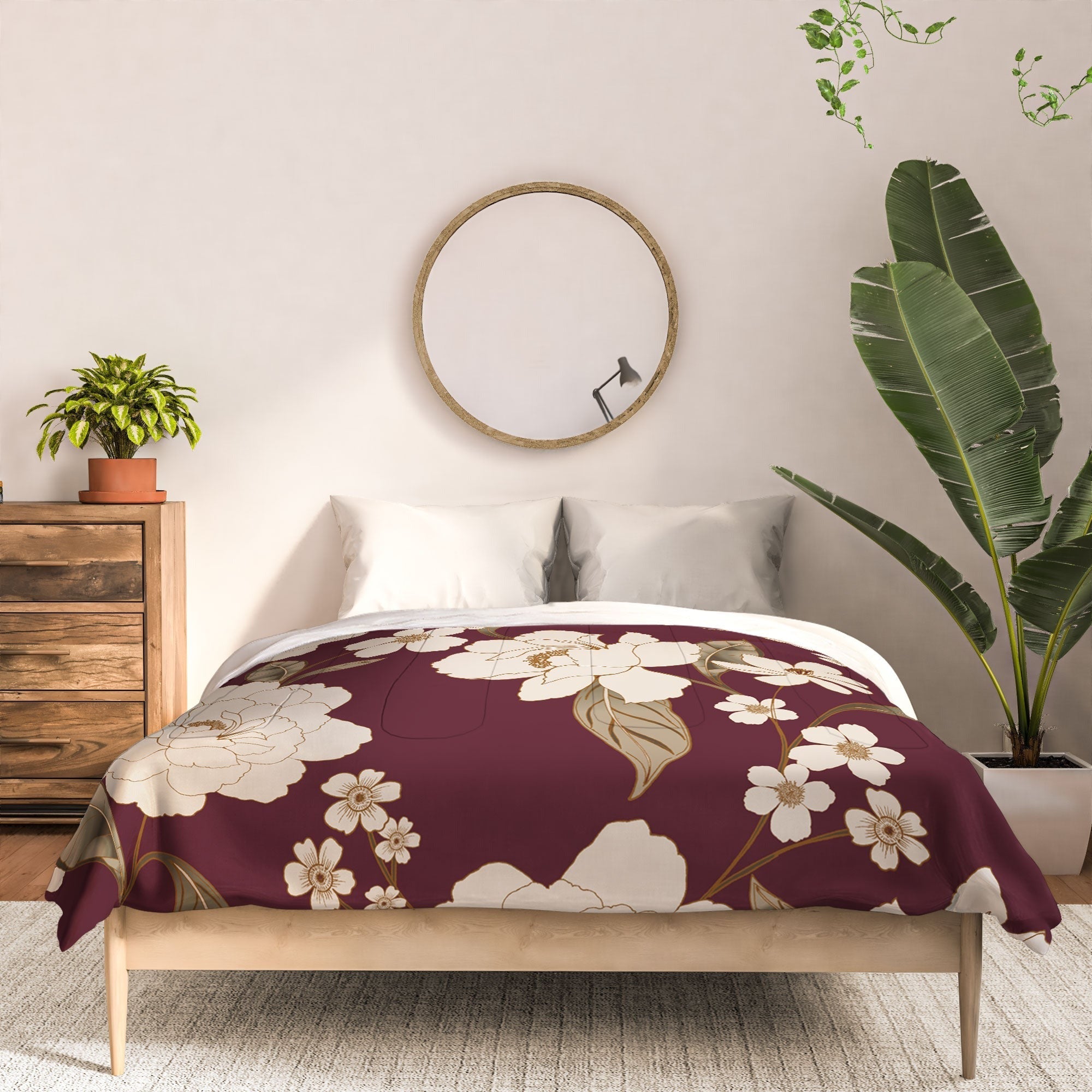 Gabriela Fuente Burgundy Floral Roberta Comforter