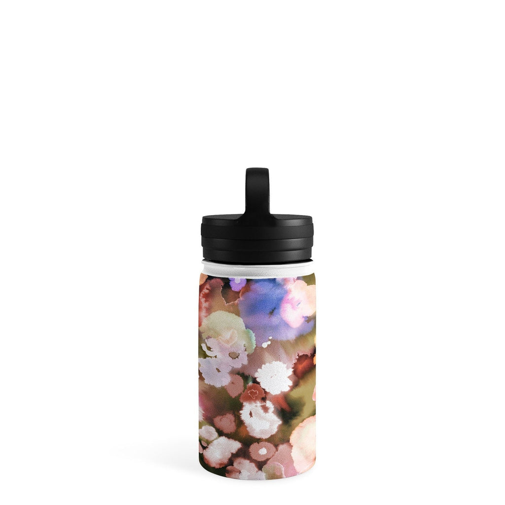 Ninola Design Botanic Retreat Ombre Abstract Watercolor Flowers Pink gold Water Bottle