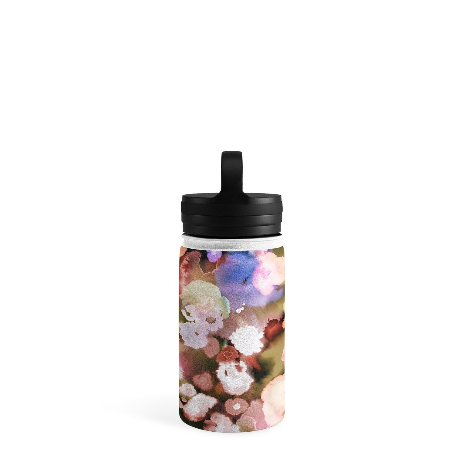 Ninola Design Botanic Retreat Ombre Abstract Watercolor Flowers Pink gold Water Bottle