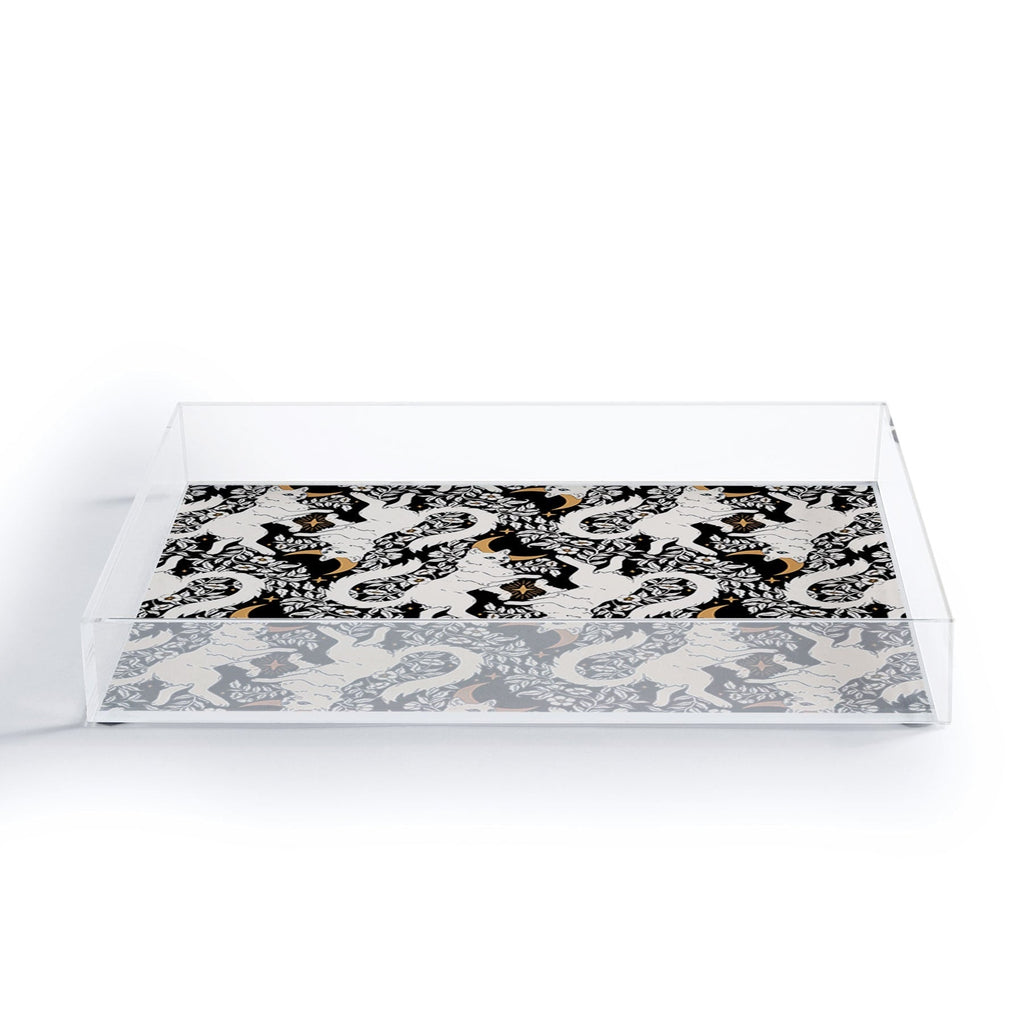 Avenie Celestial Cats Gold Acrylic Tray