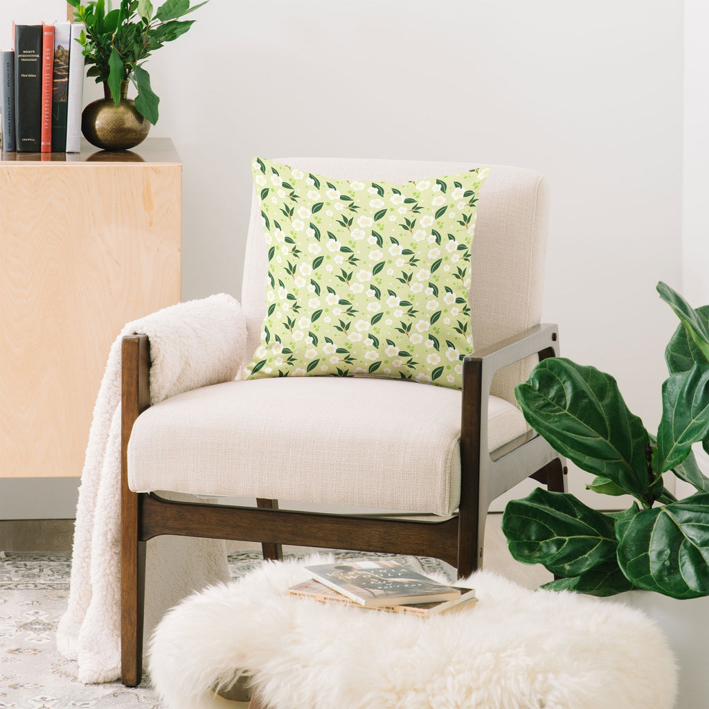 Design by Spark Matcha Tea Florals Throw Pillow