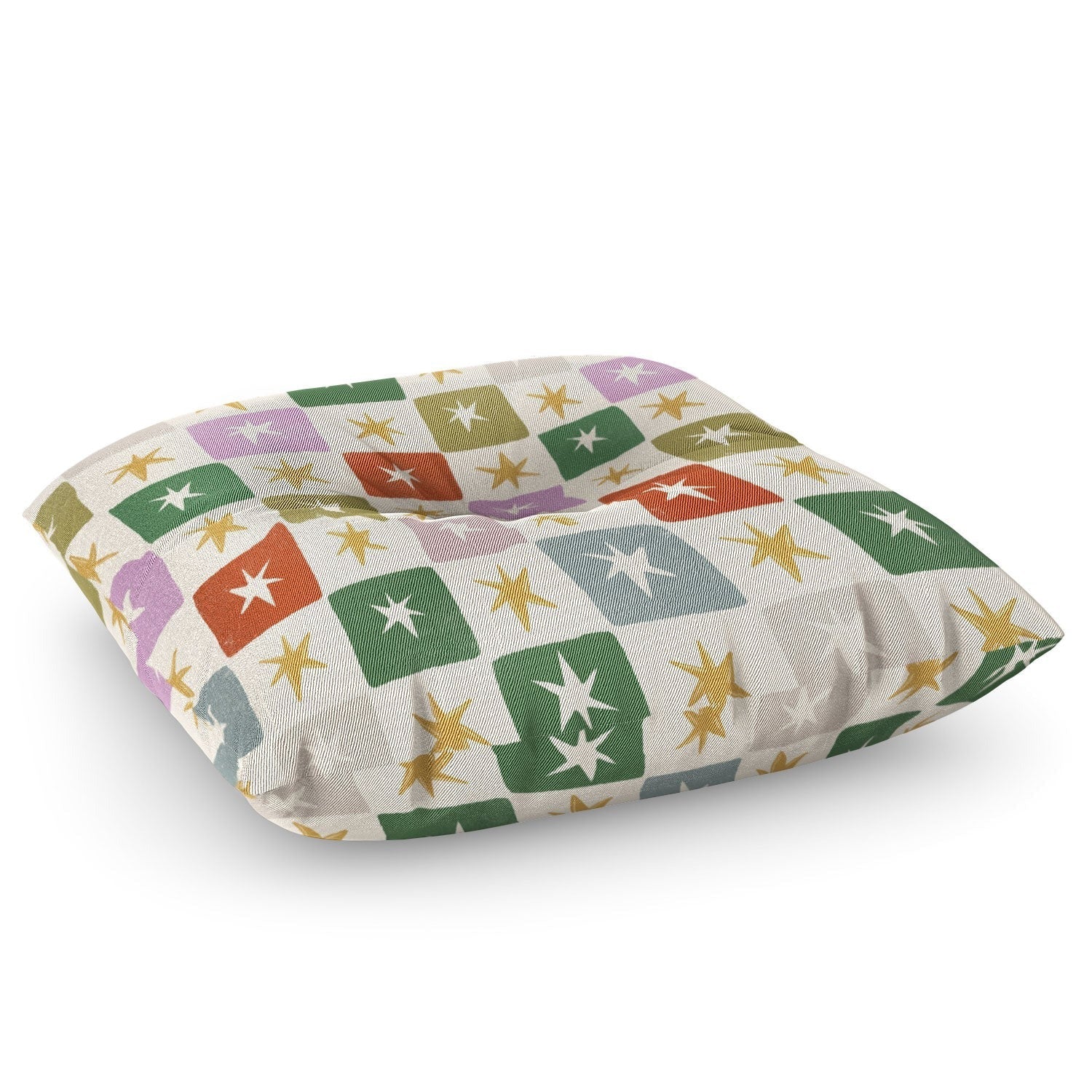 LouBruzzoni Retro Star Block Pattern Floor Pillow Square