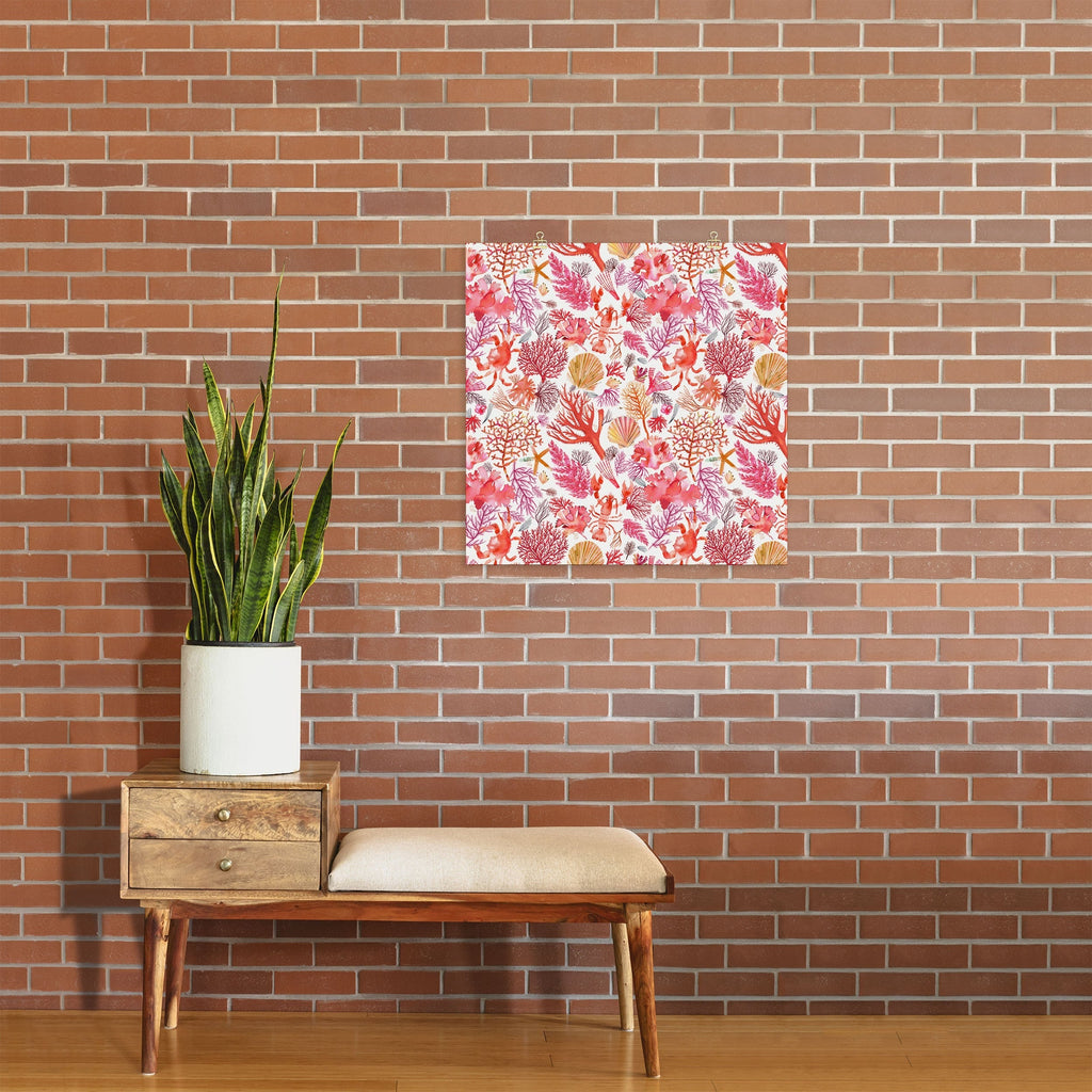Ninola Design Botanic Retreat Coral Reef Crab Lobster Red Art Print