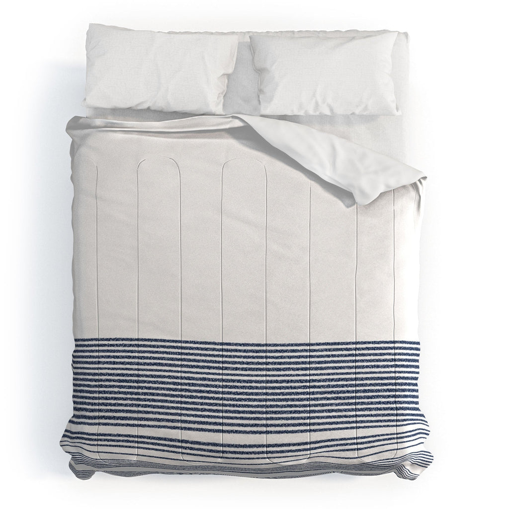 Kierkegaard Design Studio organic stripes naut navy blue and white Comforter