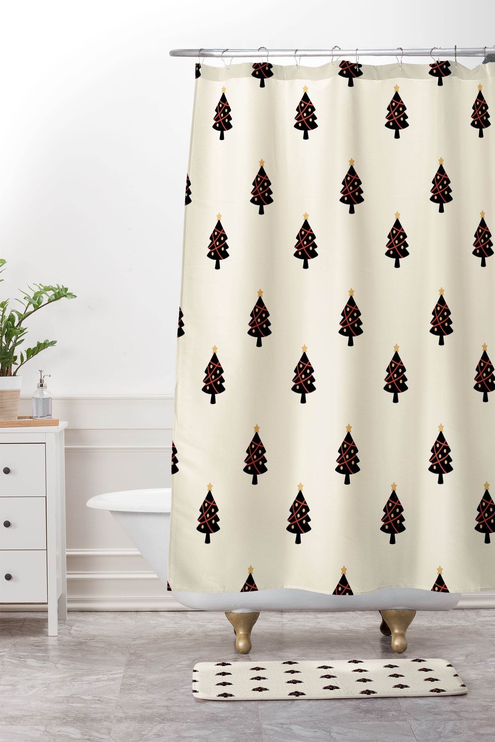 Design by Spark Black And Gold Christmas Tree Memory Foam Bath Mat