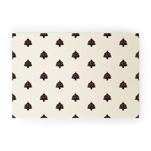 Design by Spark Black And Gold Christmas Tree Welcome Mat