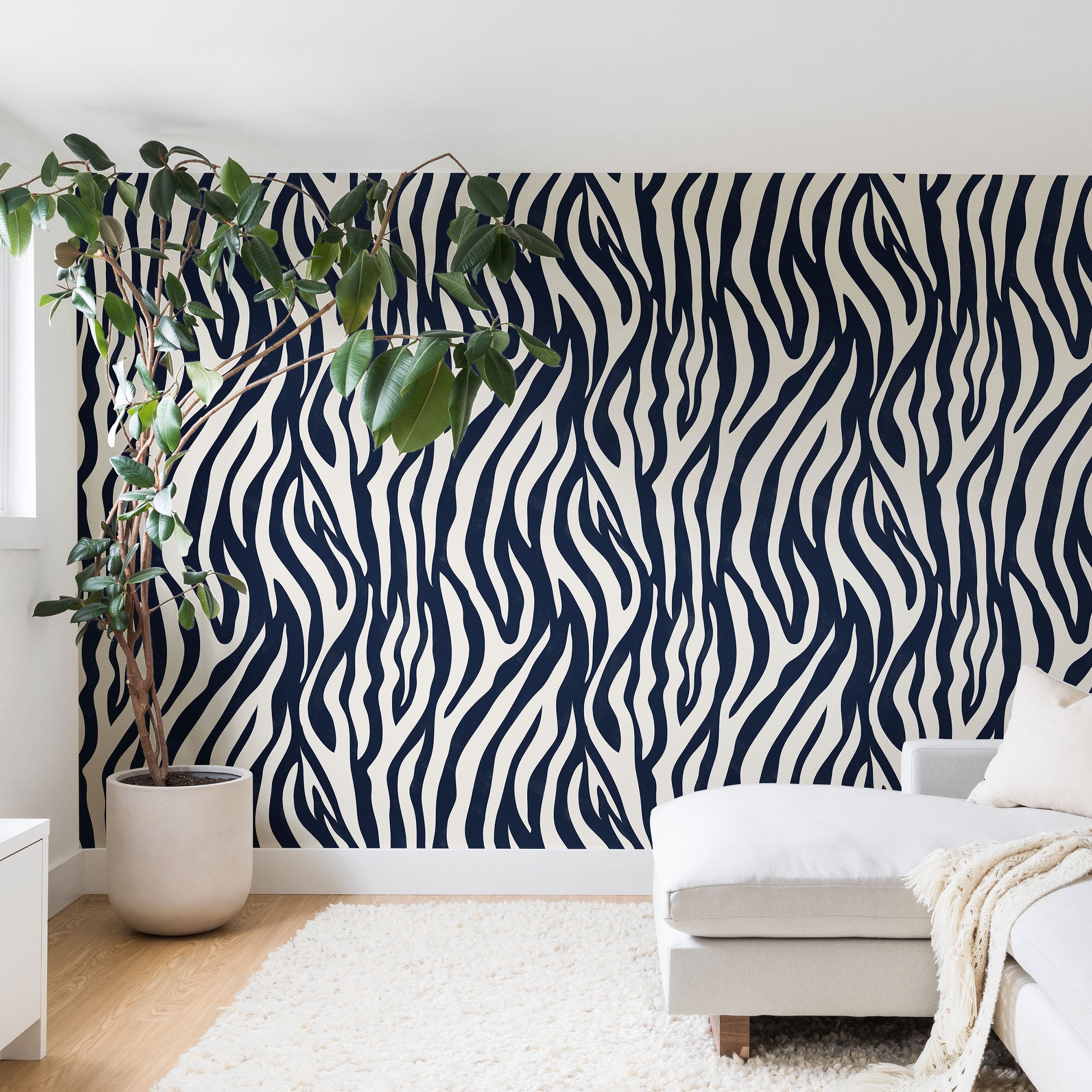 Avenie BR Navy Tiger Stripes Wall Mural