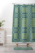 Marta Barragan Camarasa Nostalgic Grid Design Shower Curtain And Mat