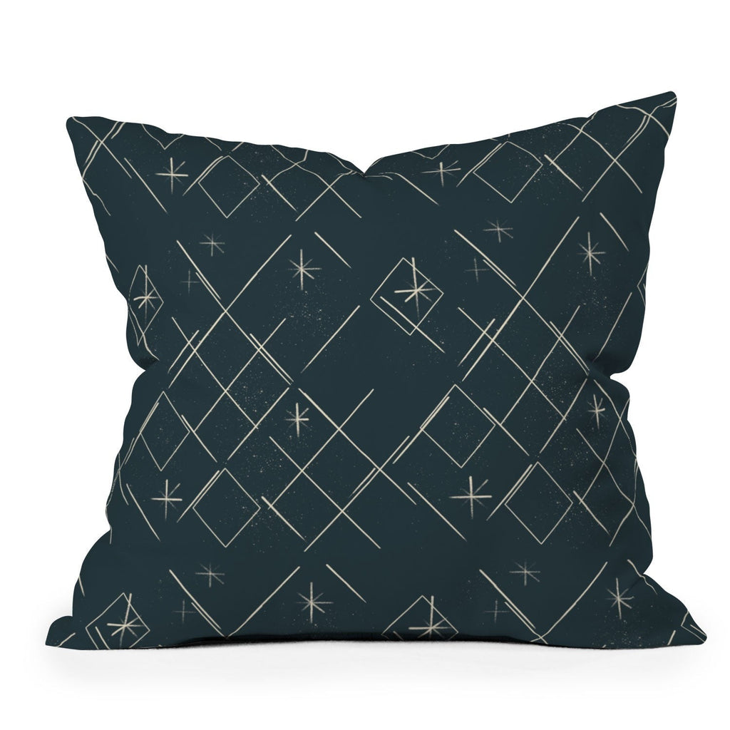 Little Om Starry Web navy Outdoor Throw Pillow