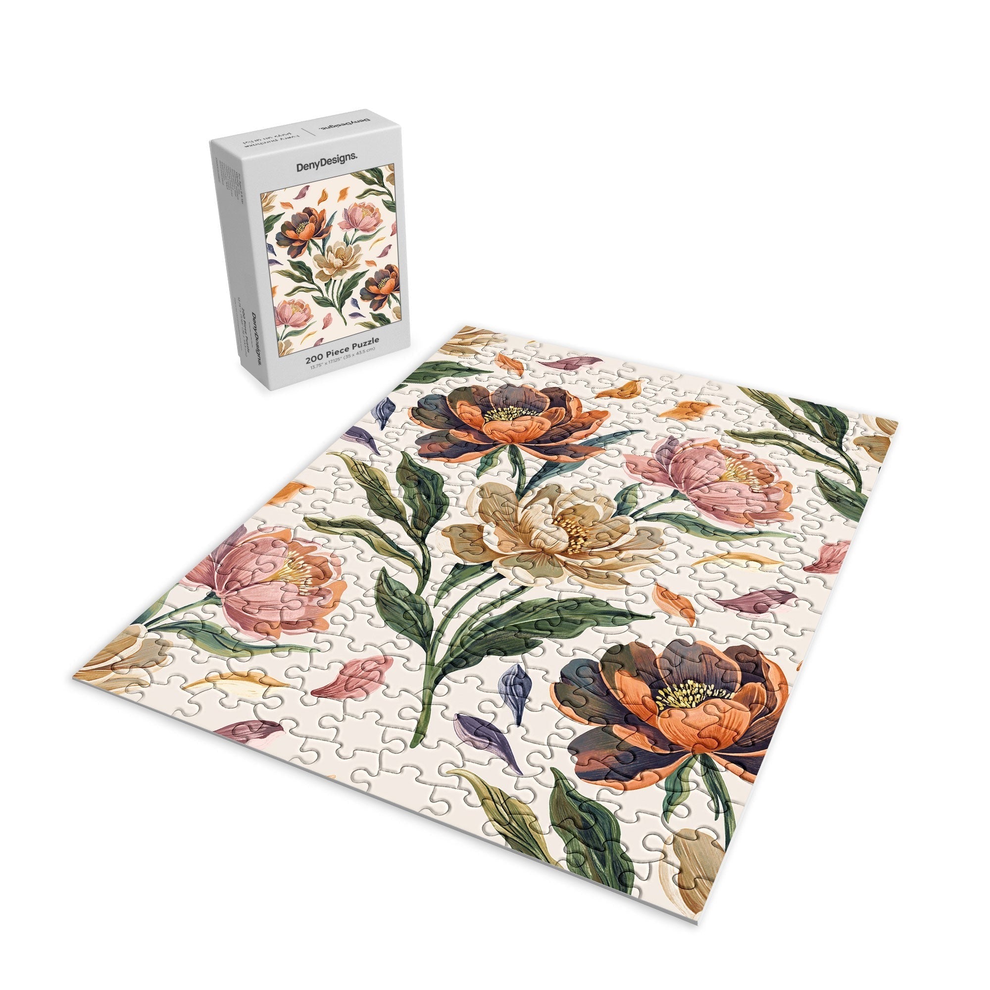 Marta Barragan Camarasa Hand Painted Peony Florals Puzzle