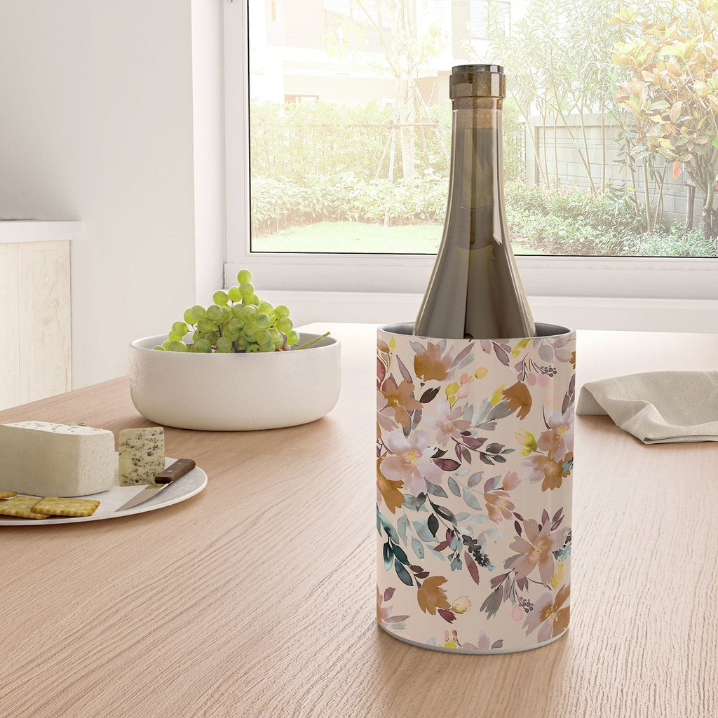 Ninola Design Botanic Retreat Floral Oleander Whimsical Soft Pink Wine Chiller