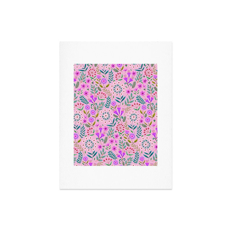 Pimlada Phuapradit Ditsy Purple Floral Half Drop Art Print