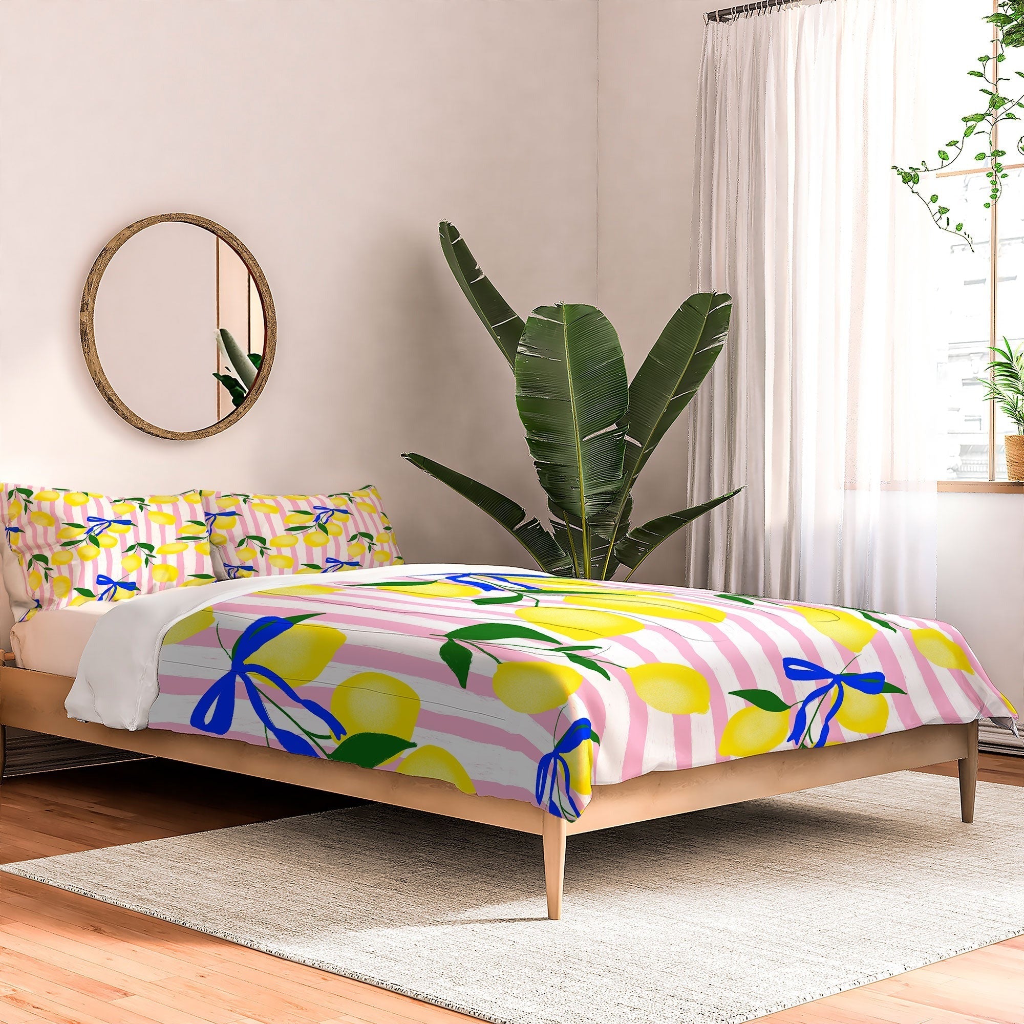 Design by Spark Zesty Lemons and Stripes Comforter