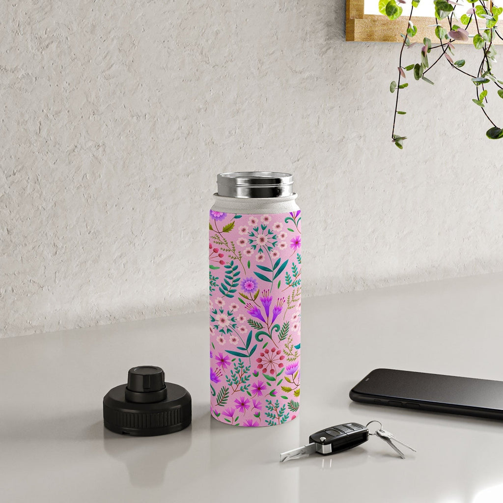 Pimlada Phuapradit Ditsy Purple Floral Half Drop Water Bottle