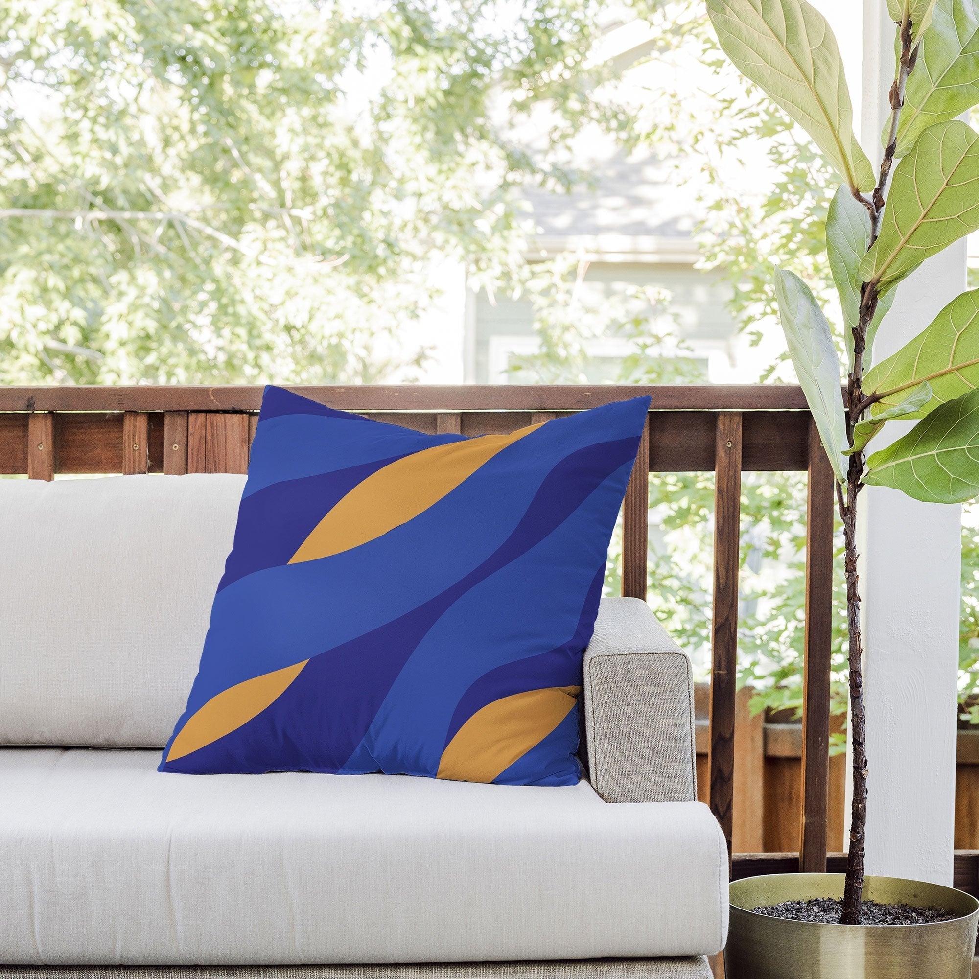 Camilla Foss Pebbles in Stream Outdoor Throw Pillow