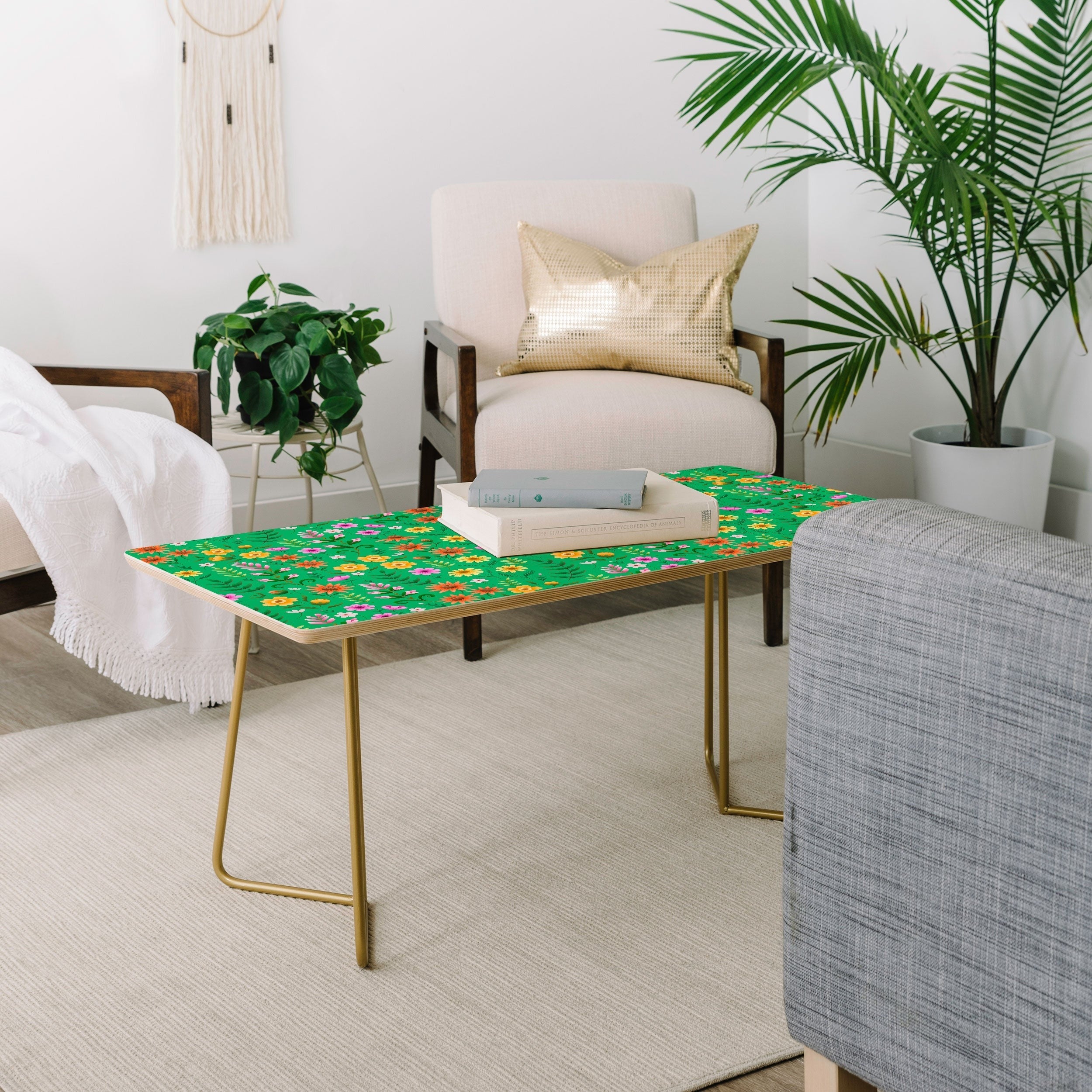 Pimlada Phuapradit Ditsy Spring Floral Green Coffee Table