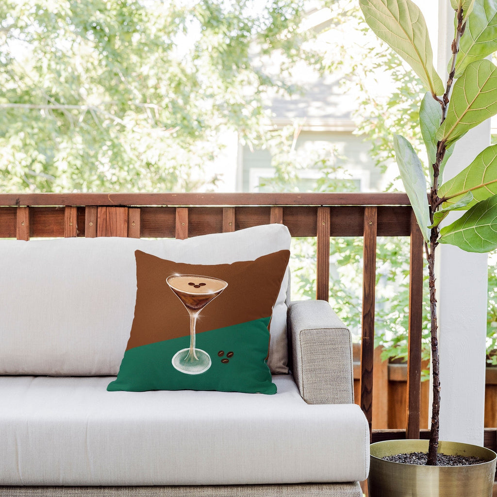 Design by Spark Expresso Martini Coffee Beans Outdoor Throw Pillow