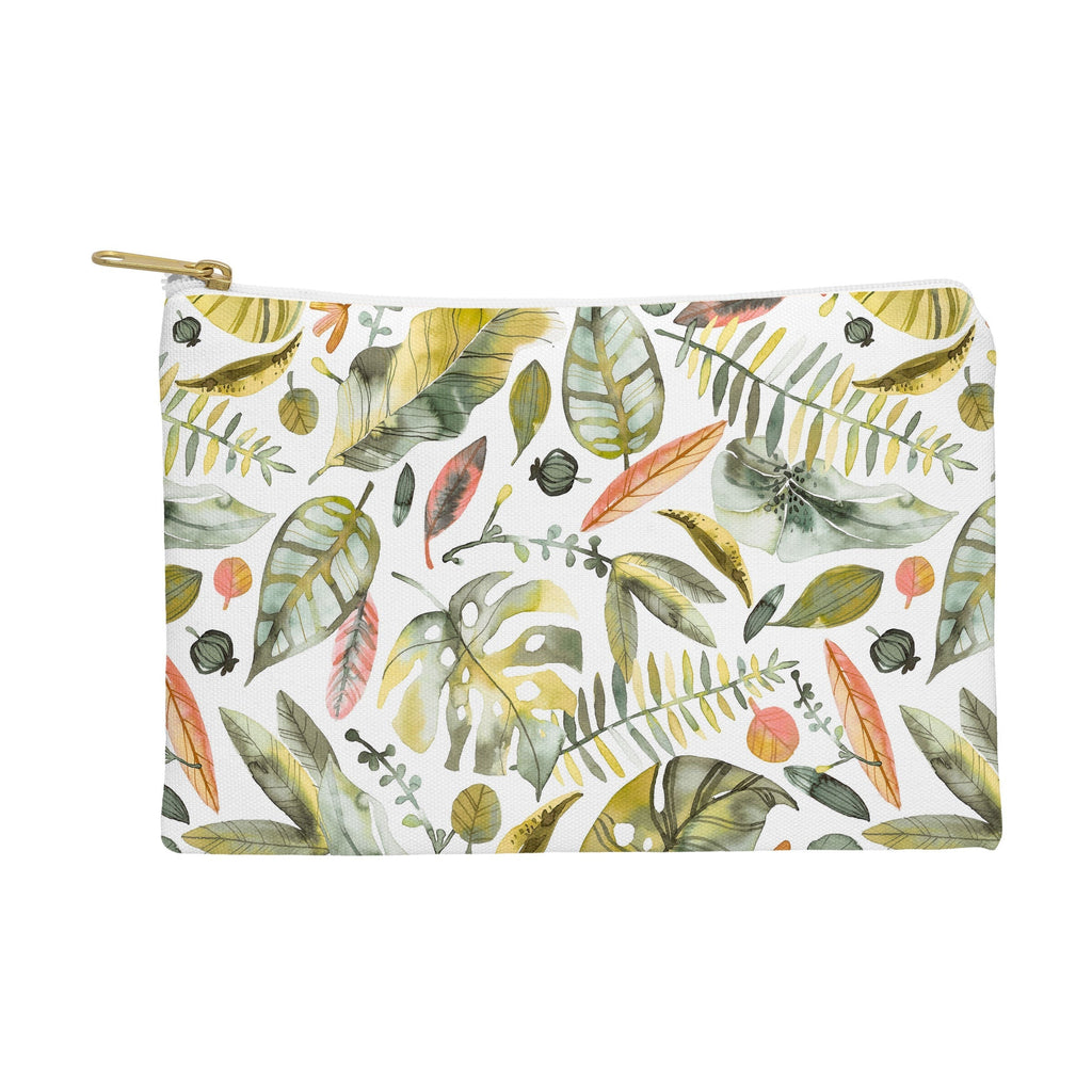 Ninola Design Botanic Retreat Tropical Jungle Leaves Botanical Green Orange Pouch