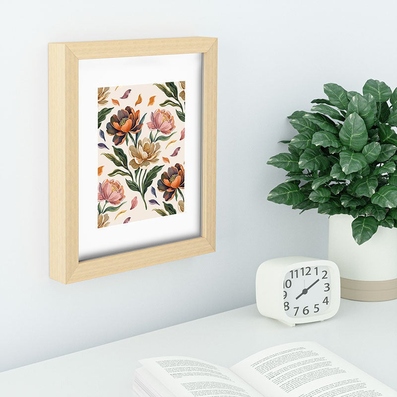 Marta Barragan Camarasa Hand Painted Peony Florals Recessed Framing Rectangle