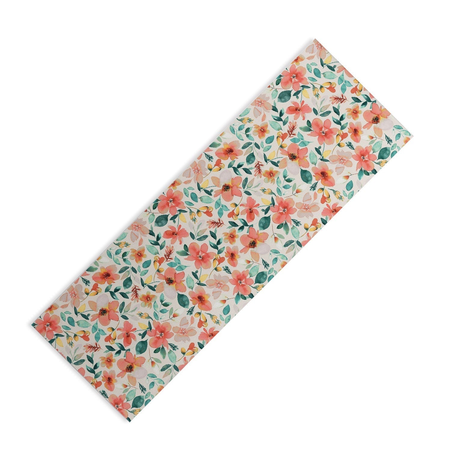 Ninola Design Botanic Retreat Tropical Whimsical Flowers Coral Green Yoga Mat