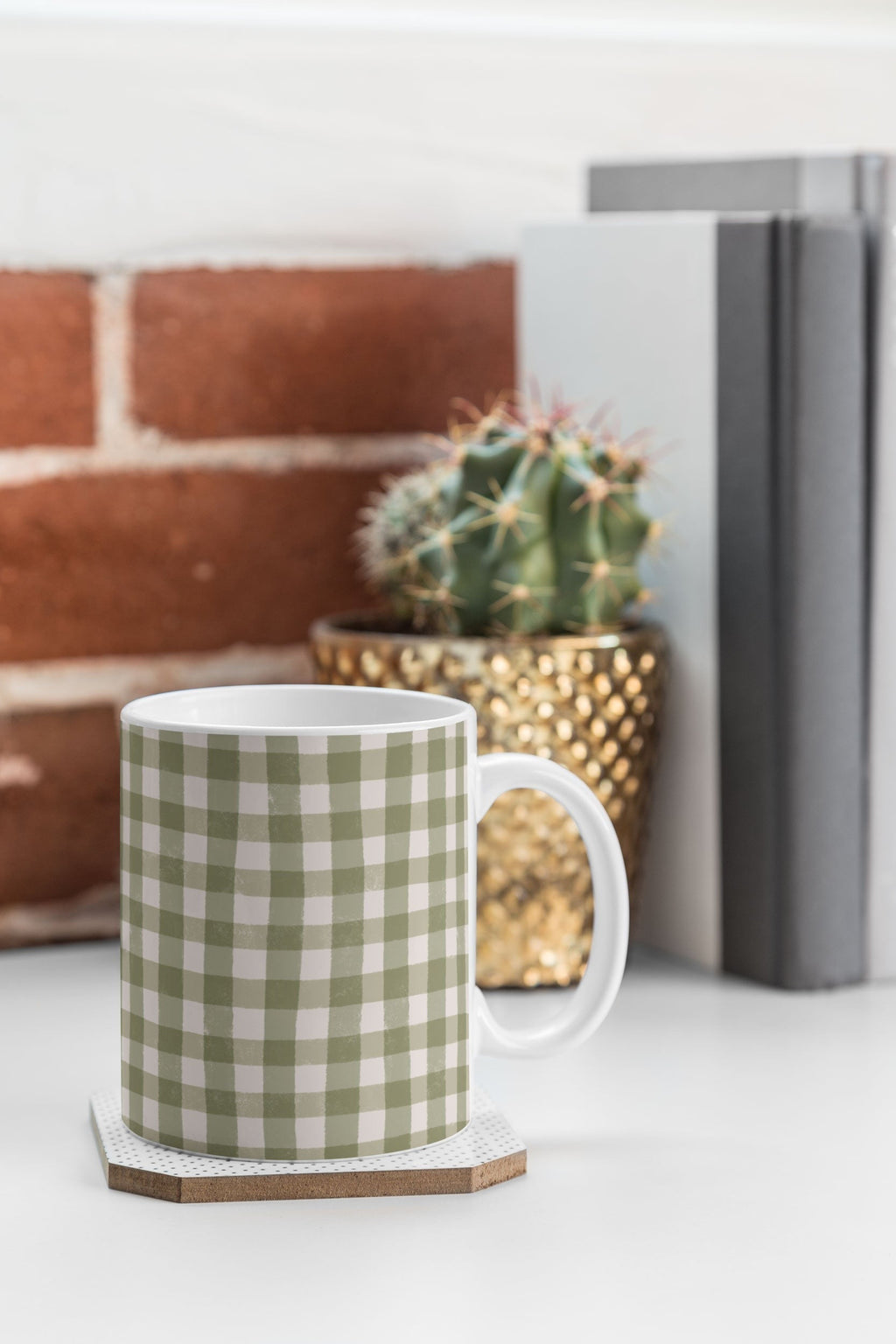 Menina Lisboa Rustic Green Plaid Coffee Mug