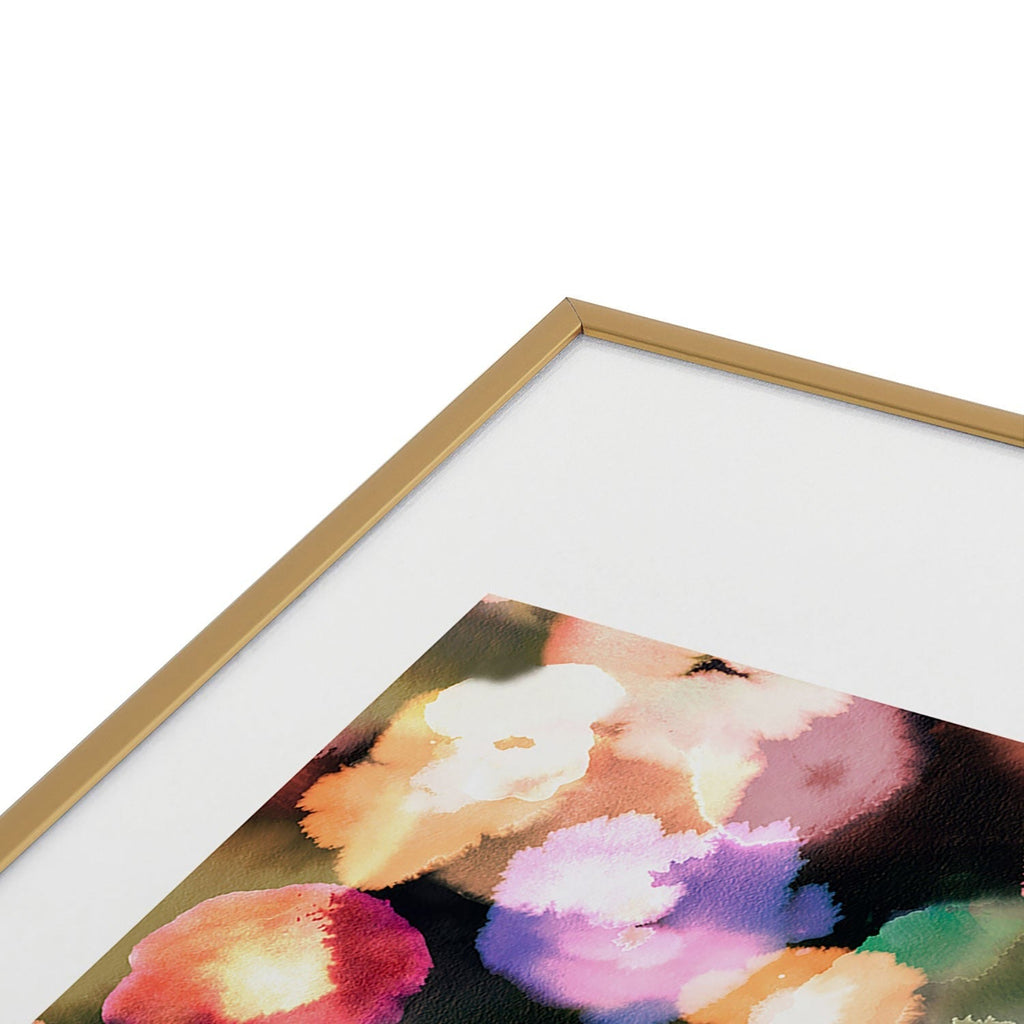 Ninola Design Botanic Retreat Ombre Abstract Watercolor Flowers Pink gold Metal Framed Art Print