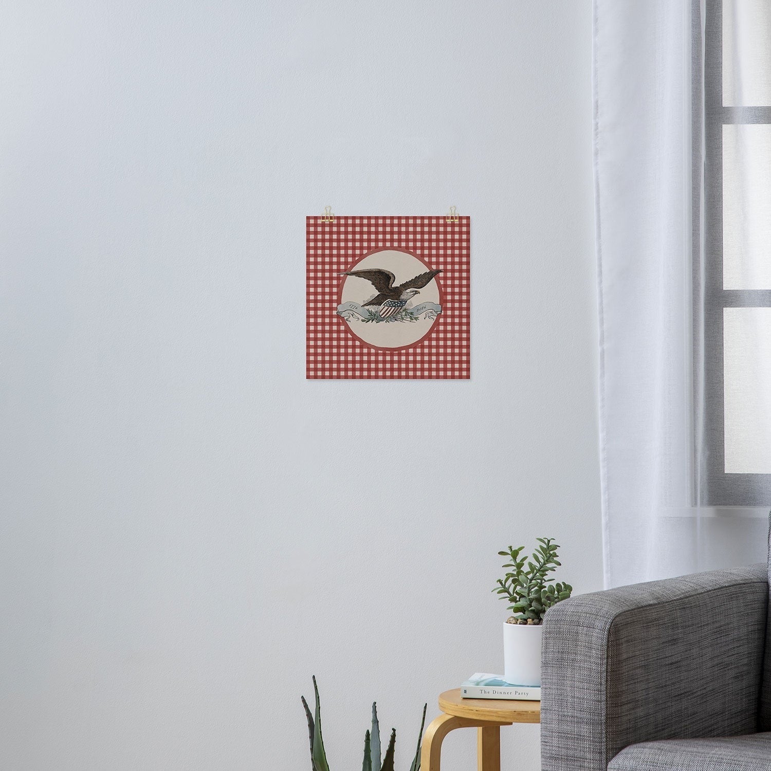DENY Designs Gingham Eagle Art Print