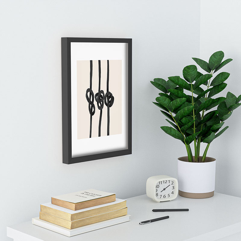 Agnes 91 Minimalist Black Knot Abstract Recessed Framing Rectangle