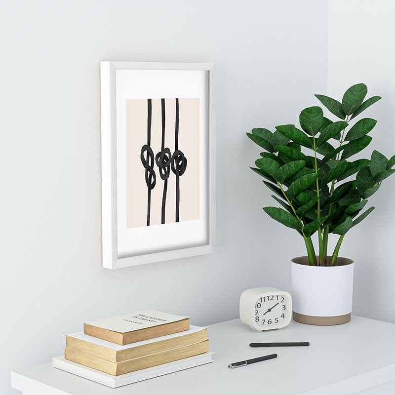 Agnes 91 Minimalist Black Knot Abstract Recessed Framing Rectangle