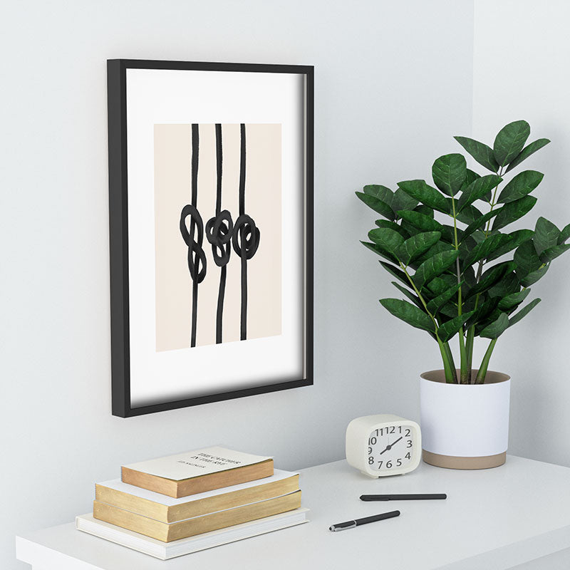 Agnes 91 Minimalist Black Knot Abstract Recessed Framing Rectangle