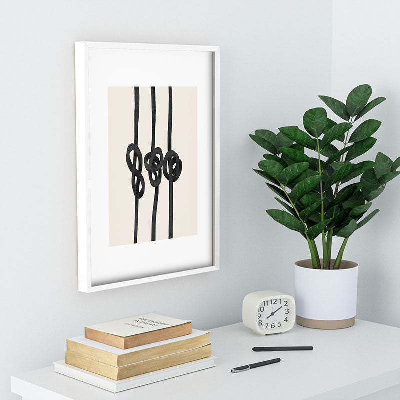 Agnes 91 Minimalist Black Knot Abstract Recessed Framing Rectangle